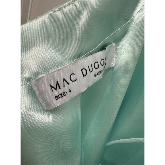 Mac Duggal Size 4 Aqua 67790 Floral Beaded Bodice Chiffon A-Line Giwn Dress $598 - Picture 9 of 11